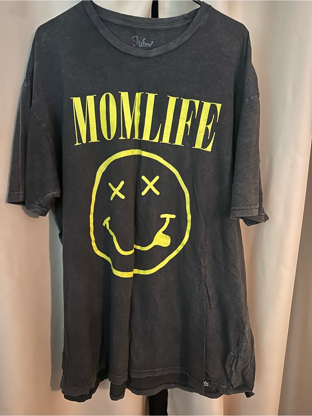 Momlife Graphic Tee - Black with Yellow Print